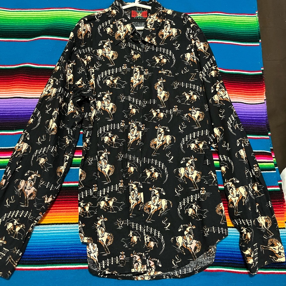 Vintage cowboy print button up